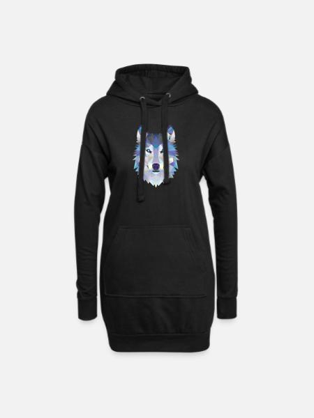 WOLFHEAD MOSAIC ART DESIGN WOLF - Hoodie Dress - black