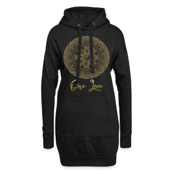 Mandala Eine Liebe - Hoodie-Kleid - Schwarz - Vorne