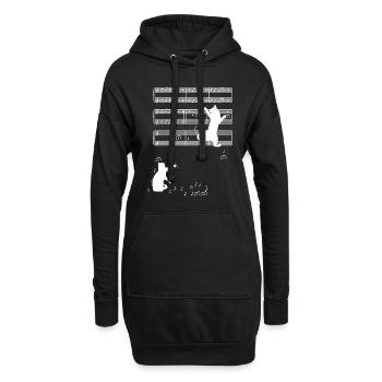 Katze Musik - Hoodie-Kleid - Schwarz - Vorne