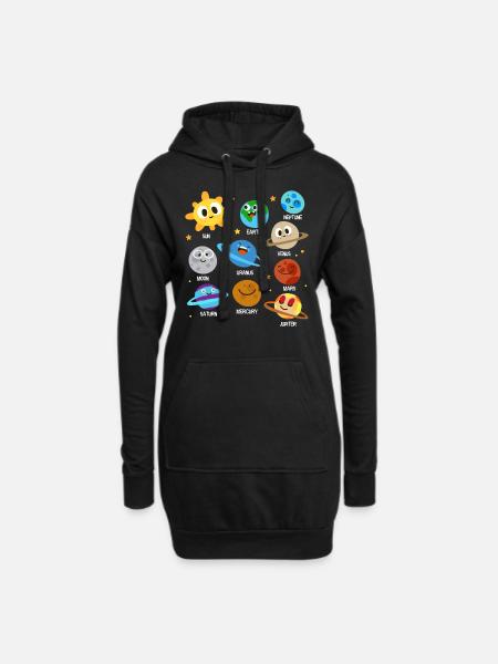 Planet galaxy solar system universe - Hoodie Dress - black