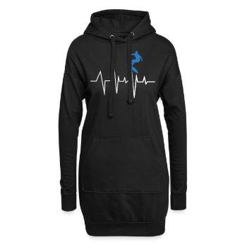 Surfer Herzschlag - Hoodie-Kleid - Schwarz - Vorne