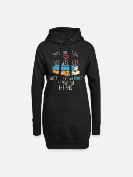 Bücherwurm - Hoodie-Kleid - Schwarz