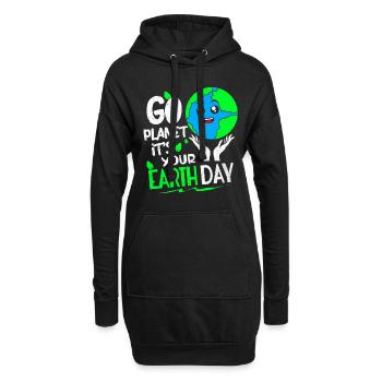 Tag der Erde - Hoodie-Kleid - Schwarz - Vorne