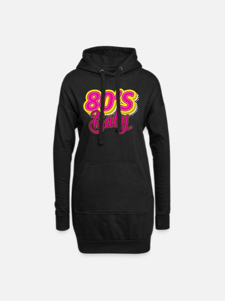 80s Baby 80s Retro Glow - Hoodie Dress - black
