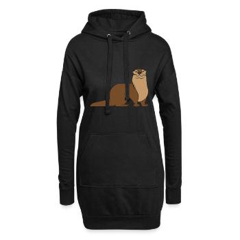 Loutre, loutre - Sweat-shirt à capuche long Femme - noir - Devant