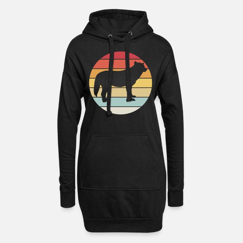 Wolf - Hoodie-Kleid - Schwarz