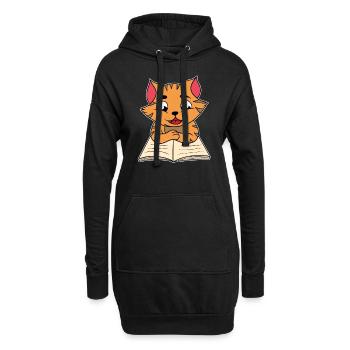 Katze Kätzchen Buch Lesen Bücherwurm Geschenk - Hoodie-Kleid - Schwarz - Vorne