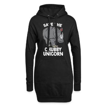 Nashorn Rhinozeros Rhino Chubby Einhorn Geschenk - Hoodie-Kleid - Schwarz - Vorne
