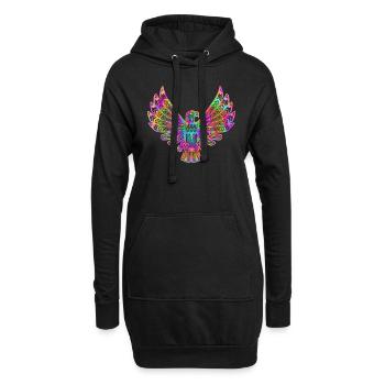 Psychedelischer Ureinwohner-Vogel - geistiges Geschenk - Hoodie-Kleid - Schwarz - Vorne