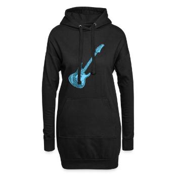 Guitare électrique bleue, guitare - Sweat-shirt à capuche long Femme - noir - Devant