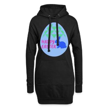 Happy easter - Frohe Ostern - Hoodie-Kleid - Schwarz - Vorne