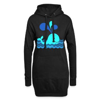Baleine à la mer - baleine à la mer - Sweat-shirt à capuche long Femme - noir - Devant