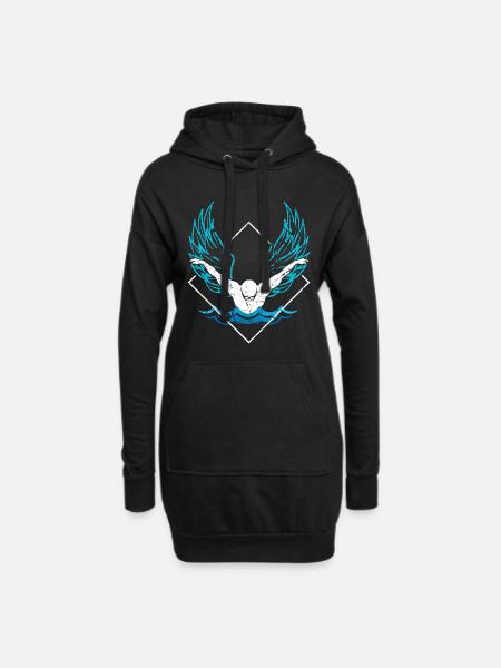 Wings float cool gift - Hoodie Dress - black