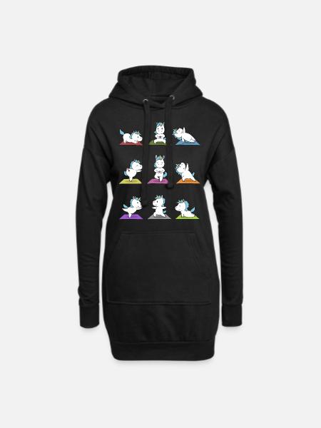 Yoga Einhorn Meditation Yogi Namaste Geschenk - Hoodie-Kleid - Schwarz