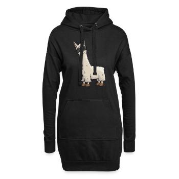 Cool hipster Lama avec lunettes de soleil cadeau Yay - Sweat-shirt à capuche long Femme - noir - Devant