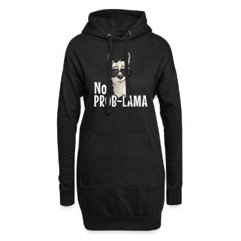 No ProbLama Hipster Lama Alpagas avec lunettes de soleil - Sweat-shirt à capuche long Femme - noir - Devant