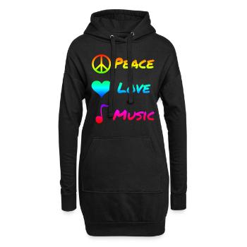 Peace Love Music Frieden Musik Symbol Geschenk - Hoodie-Kleid - Schwarz - Vorne