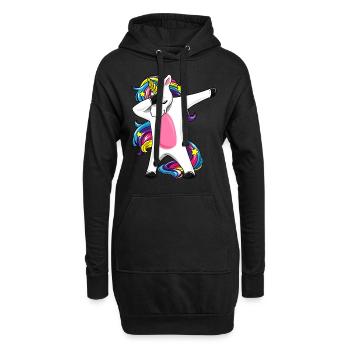 Dabbing Einhorn Regenbogen Mädchen Geschenk - Hoodie-Kleid - Schwarz - Vorne