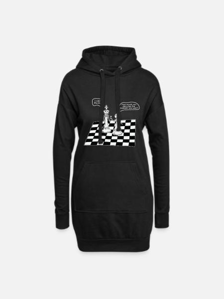 échec et mat - Sweat-shirt à capuche long Femme - noir