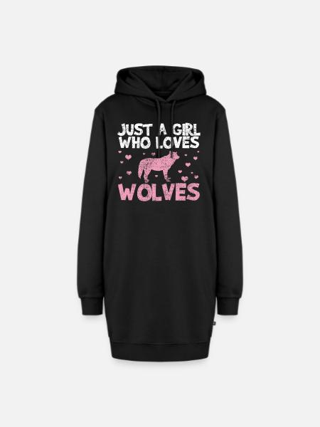Wolf der Wolf - Hoodie-Kleid - Schwarz
