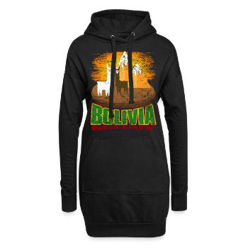 Bolivie Amérique du Sud Lamas Alpacas Pays Cadeau - Sweat-shirt à capuche long Femme - noir - Devant