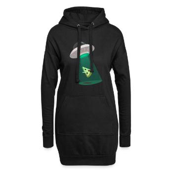 Pizza alien with UFO - Pizza Alien avec UFO - Sweat-shirt à capuche long Femme - noir - Devant