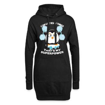 Cadeau de sport muscles de remise en forme pingouin - Sweat-shirt à capuche long Femme - noir - Devant