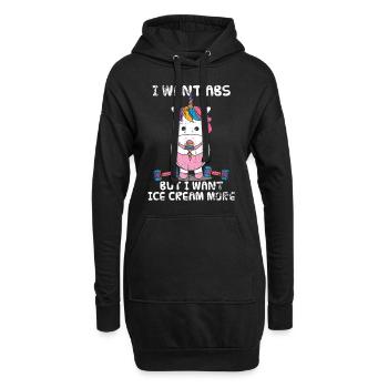 Einhorn Eis Hanteln Geschenk - Hoodie-Kleid - Schwarz - Vorne