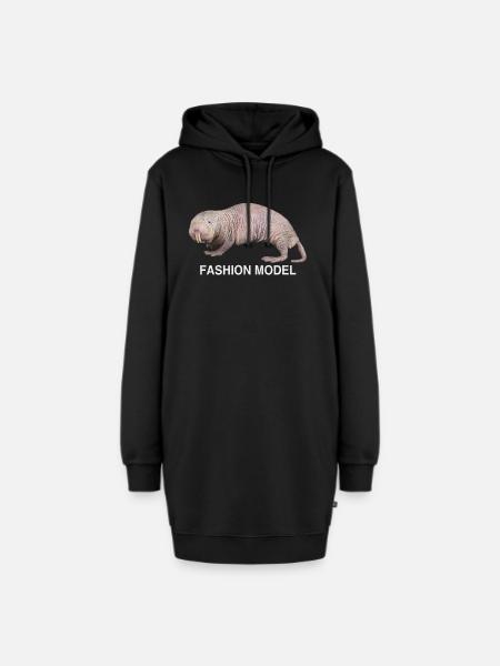 Nacktmull Mole Tier - Hoodie-Kleid - Schwarz