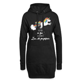 Einhorn Regenbogen Baby Zucker Süß Schwanger Pups - Hoodie-Kleid - Schwarz - Vorne