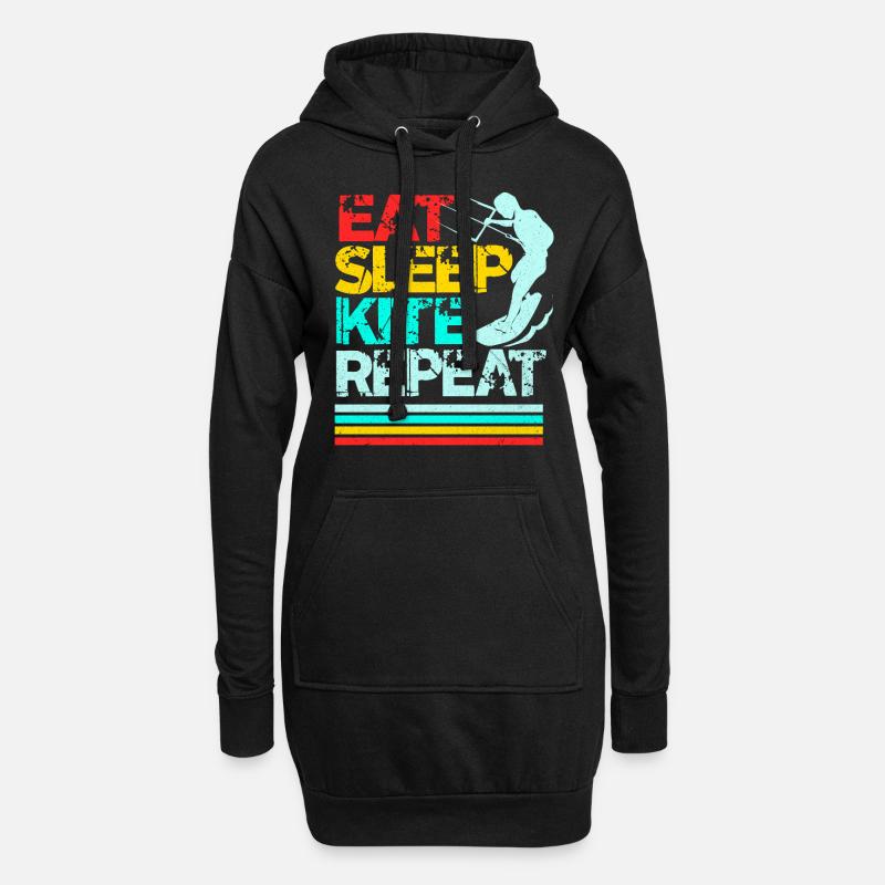 Kiteboard - Hoodie-Kleid - Schwarz