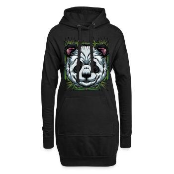 Pandabär - Hoodie-Kleid - Schwarz - Vorne