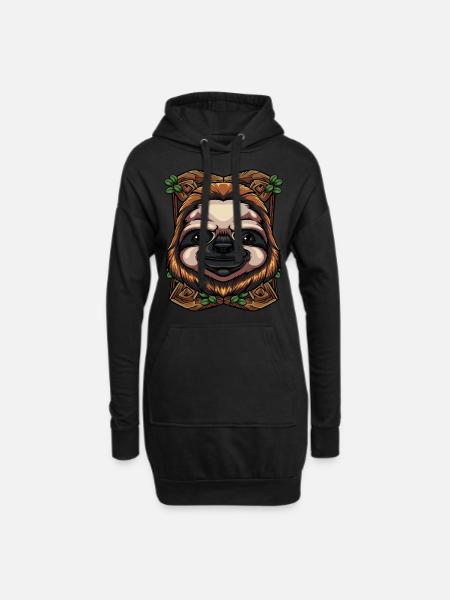 sloth - Hoodie Dress - black