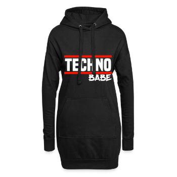 Techno Techno Babe Rave Raver Techno Festival - Hoodie-Kleid - Schwarz - Vorne