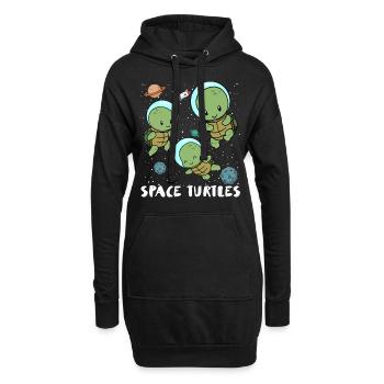 Cadeau de voyage spatial astronautes tortues de l'espace - Sweat-shirt à capuche long Femme - noir - Devant