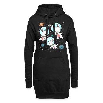 Cadeau espace espace astronaute lapin - Sweat-shirt à capuche long Femme - noir - Devant