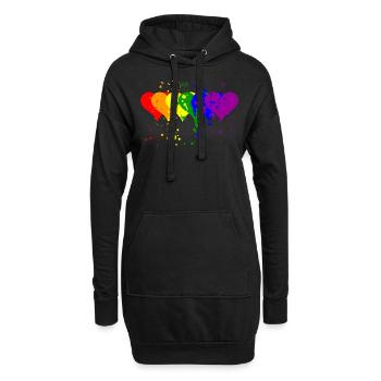 LGBT coloré coeur symbole lesbienne gai bi cadeau - Sweat-shirt à capuche long Femme - noir - Devant