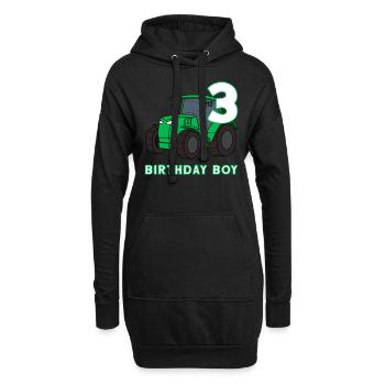 3rd birthday tractor farm farmer kids party - Hoodie Dress - black - Front