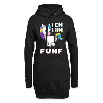 Ich bin 5 Jahre Einhorn 5. Geburtstag Geschenk - Hoodie-Kleid - Schwarz - Vorne