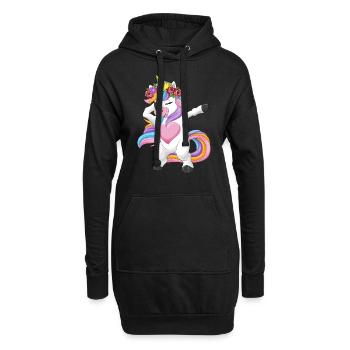 Tampon cadeau de fille guirlande florale licorne - Sweat-shirt à capuche long Femme - noir - Devant