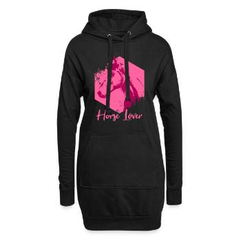 Cheval Pony Equitation Sports équestres Cadeau - Sweat-shirt à capuche long Femme - noir - Devant