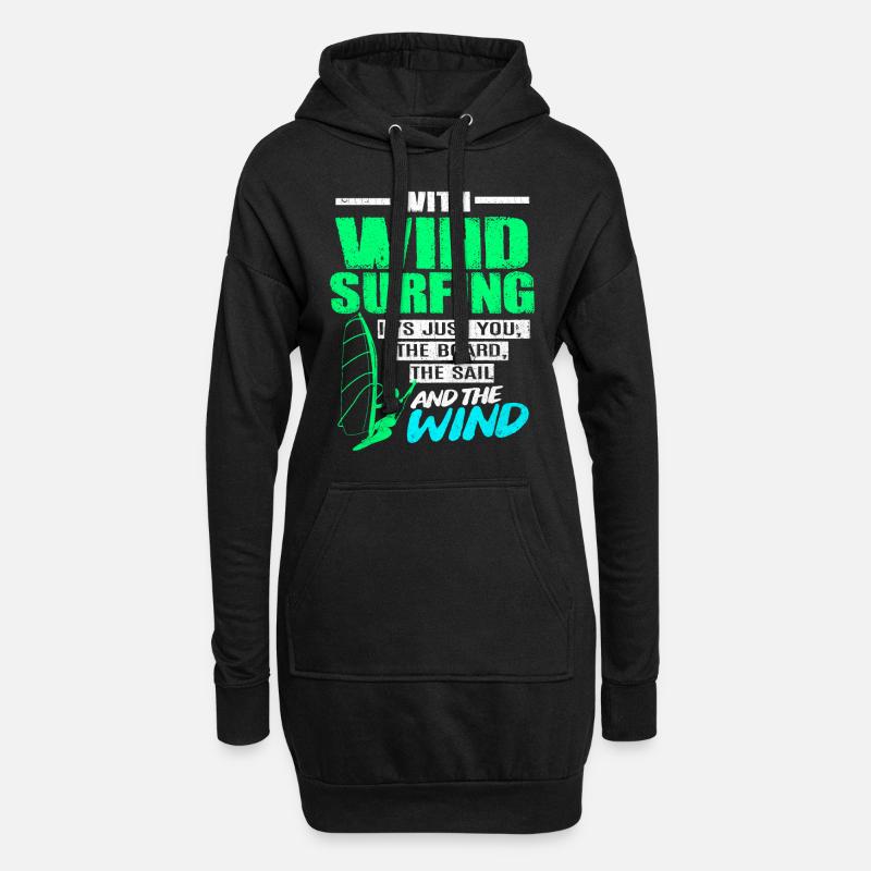 Windsurfen - Hoodie-Kleid - Schwarz