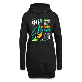 Windsurf Windsurfen Windsurfing Wassersport Surf - Hoodie-Kleid - Schwarz - Vorne