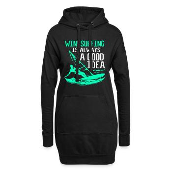 Windsurf Windsurfen Windsurfing Wassersport Surf - Hoodie-Kleid - Schwarz - Vorne