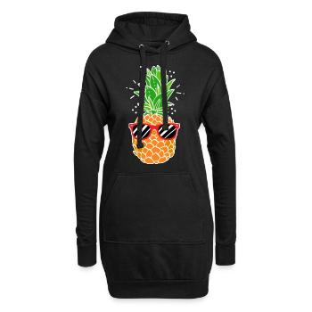 ananas - Sweat-shirt à capuche long Femme - noir - Devant