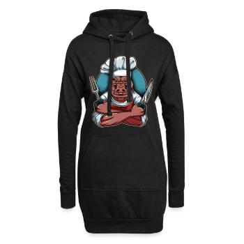 Chef porc porc sanglier cuisine cuisine cuisine animaux sauvages - Sweat-shirt à capuche long Femme - noir - Devant