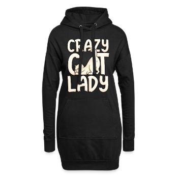 Dame folle chat chaton cadeau maman fille - Sweat-shirt à capuche long Femme - noir - Devant