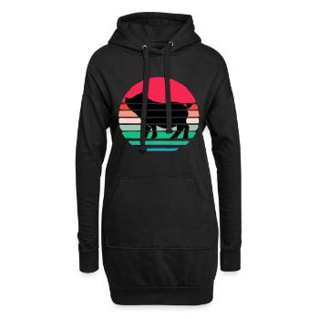 Porc sau cochon porcelet porcelet porcelet Ebene - Sweat-shirt à capuche long Femme - noir - Devant