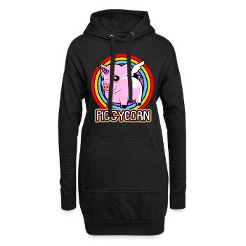 Porc sau cochon porcelet porcelet porcelet Ebene - Sweat-shirt à capuche long Femme - noir - Devant