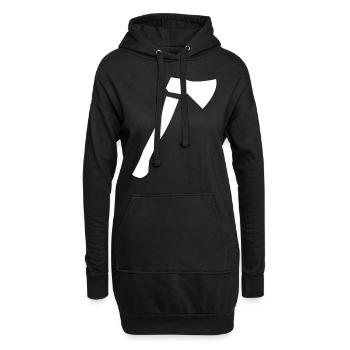 hache - Sweat-shirt à capuche long Femme - noir - Devant